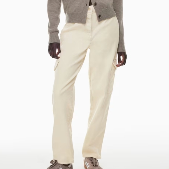 Aritzia Wilfred Free Modern Cargo Pants High Waist Twill Cream Size 2 - Picture 2 of 16